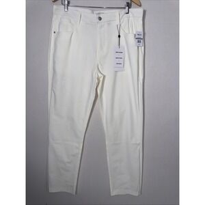 Twice Mens Pants Wrinkle Resistant Hidden Zip 4 Way Stretch Ivory 34X30 5 Pocket